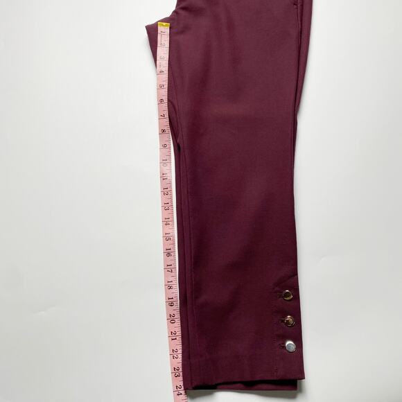 Ann Taylor Petite Ankle Pants Size 6P Burgundy Button Hem Slim Work Career - Picture 11 of 12